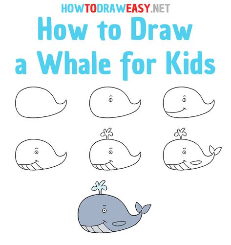 How to Draw a Whale Step by Step #Whale #WhaleDrawing #Drawing #EasyDrawing #DrawingTutorials #Sketch #Sea Draw Whale, Draw A Whale, Drawing Whale, Whale Drawing, Cartoon Whale, Easy Draw, Drawing Lessons For Kids, Draw Easy, Cute Whales