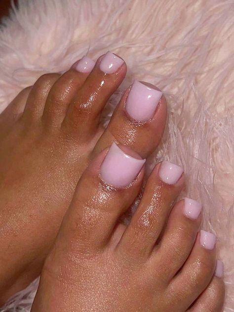 Multicolor  Collar   Colorblock Color Nails Embellished   Nail,Hand & Foot Care Light Toe Nail Colors, Milky Pink Toes, Plain Pedicure, Milky Pink Toe Nails, Acrylic Toes Pink, Light Pink Toes, Pink Acrylic Toes, Light Pink Toe Nails, Toes Ideas