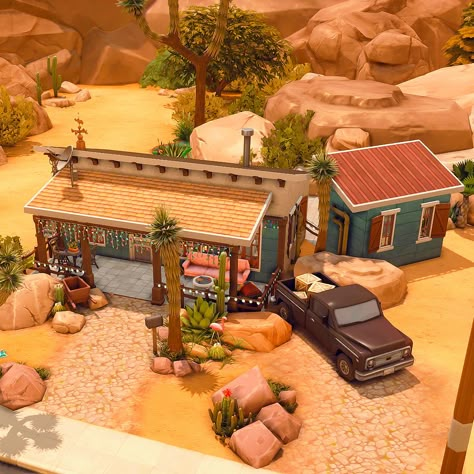 Ts4 Oasis Springs House, Sims 4 Desert House, Sims 4 Oasis Springs House, Sims Design, Ts4 Builds, Sims Lots, Cas Background, Sims4 House, Sims 2 House