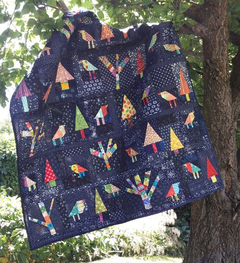 Enchanted Forest a free form, scrap quilt pattern Small Wall Quilts, Fun Borders, Bird Quilt Blocks, Improv Quilt, Upholstery Fabric Online, Bird Quilts, Fabric Steamer, Quilt Modernen, Bird Quilt