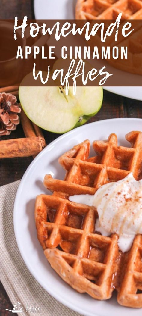 Apple Waffle Recipe, Waffles From Scratch, Apple Cinnamon Waffles, Apple Waffles, Cinnamon Waffles, Apples And Cinnamon, Waffle Iron Recipes, Waffle Maker Recipes, Homemade Waffles