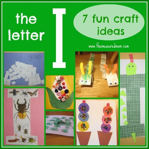 7 Fun Crafts for the Letter I Letter I Craft, Letter I Activities, Letter I Crafts, Preschool Letter Crafts, Igloo Ice, The Measured Mom, Measured Mom, Alphabet Crafts Preschool, Abc Crafts