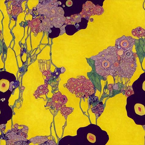 Klimt Flower Garden, Still Life Flowers, Egon Schiele, Flower Nature, Natural Garden, Blue Painting, Flowers Pattern, Gustav Klimt, Floral Flower