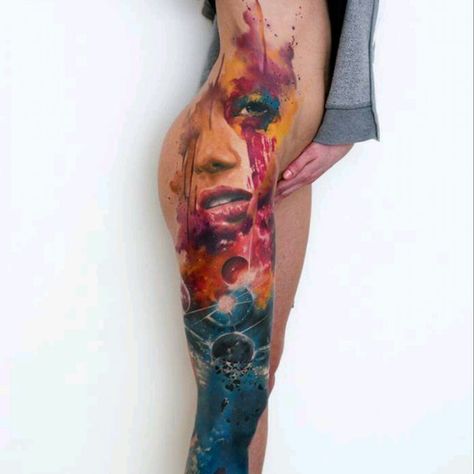 Full Leg Tattoos, Tatuaje A Color, Great Tattoos, Skull Tattoos, Beauty Tattoos, Skin Art, Sleeve Tattoo, Creative Tattoos, Tattoo Styles