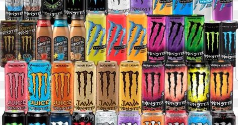 Every Monster Flavor, Monster Drink Flavors, Monster Energy Checklist, Monster Flavors List, Monster Energy Flavors, Monster Flavors, Watergate Salad, Monster Energy Drink, Mad Dog