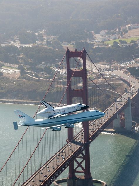 California Pictures, Nasa Photos, Road Trip Activities, Nasa Space Shuttle, The Golden Gate Bridge, Space Race, Space Flight, Space Shuttle, Space And Astronomy