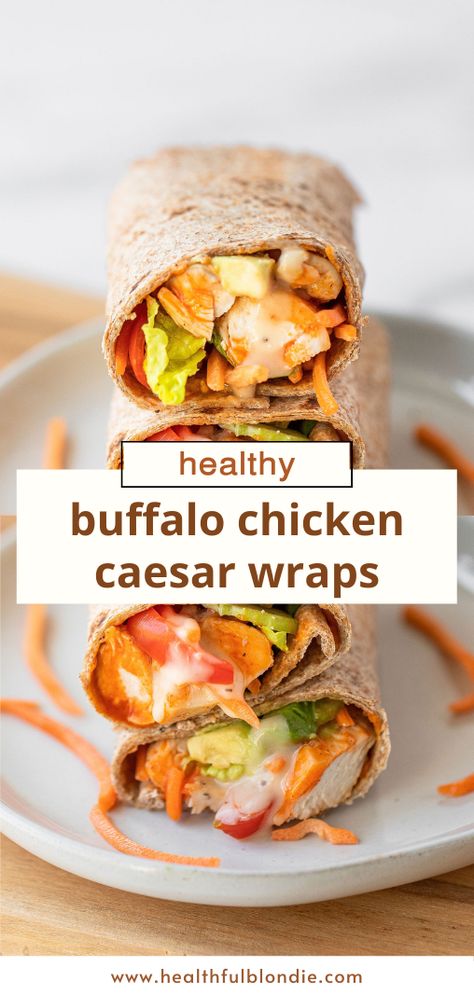 Buffalo Chicken Caesar Wrap, Wraps Pinwheels, Chicken Salad Wrap Recipe, Chicken Caesar Wrap, Low Calorie Chicken, Buffalo Chicken Wraps, Chicken Salad Wrap, Quick Lunch Recipes, Sandwiches Wraps