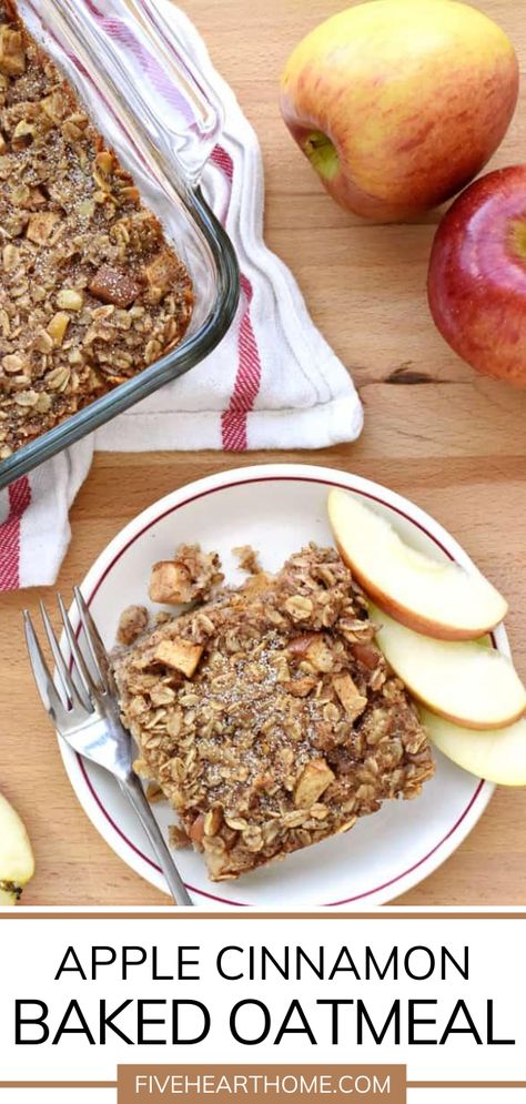 Baked Oatmeal Recipes Healthy, Apple Cinnamon Baked Oatmeal, Cinnamon Baked Oatmeal, Baked Apple Oatmeal, Oatmeal Bake, Baked Oatmeal Healthy, Apple Cinnamon Oatmeal, Baked Oatmeal Recipes, Cinnamon Oatmeal