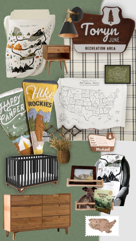 Outdoors Themed Nursery, Camping Nursery Theme, National Park Nursery, Camping Nursery, Outdoor Nursery, Boy Nursery Themes, Adventure Nursery, Woodland Nursery Theme, Boy’s Room