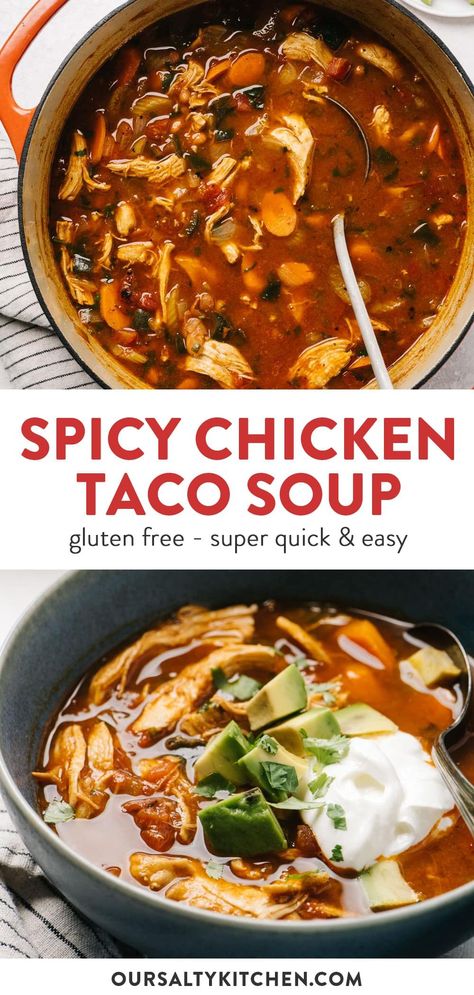 Spicy Crockpot Soup, Spicy Soup Crockpot, Spicy Fall Soup, Healthy Spicy Soup Recipes, Healthy Spicy Soup, Spicy Taco Soup, Spicy Chicken Soup Crockpot, Spicy Soups And Stews, Healthy Spicy Food