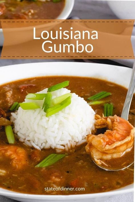 Louisiana Gumbo Recipe, Crab Gumbo Recipe, Soups For Dinner, Gumbo Recipe Crockpot, Cajun Gumbo Recipe, Shrimp And Andouille Sausage, Louisiana Chicken, Louisiana Gumbo, Easy Gumbo