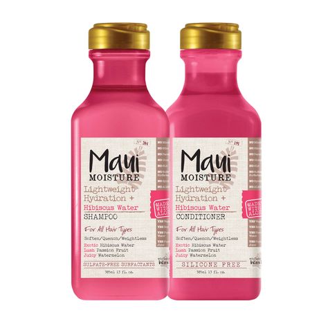 PRICES MAY VARY. LIGHTWEIGHT HYDRATION: 13-fluid ounce bottle of Maui Moisture Lightweight Hydration + Hibiscus Water Conditioner made with 100% aloe vera as the first ingredient softens & quenches dry curls with a moisturizing formula that leaves curls touchably soft IDEAL FOR WAVES & CURLS: Hydrating conditioner with hibiscus water, lush passion fruit & juicy watermelon features a unique blend with aloe vera & is infused with coconut water for moisturized curls & a healthy looking glow with ev Maui Moisture Shampoo And Conditioner, Maui Hair Product, Maui Shampoo And Conditioner, Maui Hair Products, Hibiscus Shampoo, Hair Wishlist, Hibiscus Water, Hair Products For Curly Hair, Curly Shampoo