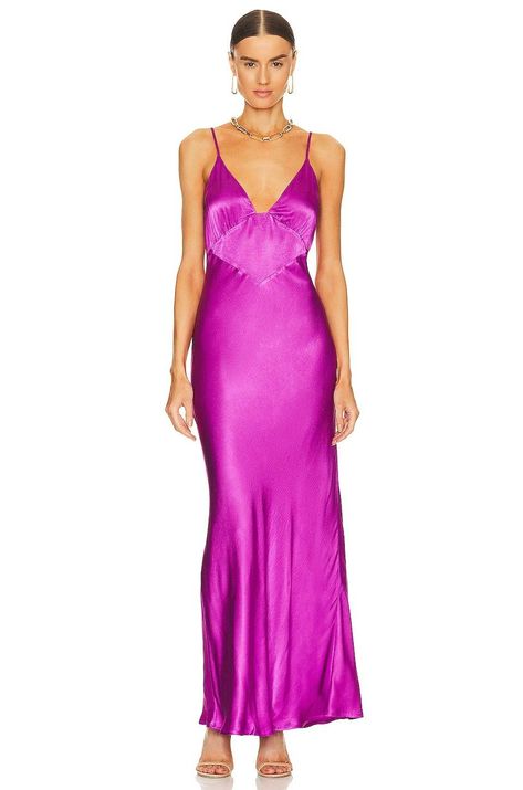 Purple Bridesmaids Dresses, Purple Bridesmaids, Black Tie Gala, Midi Slip Dress, Fashion Marketing, Satin Gown, Norma Kamali, Bridesmaids Dresses, Australian Fashion