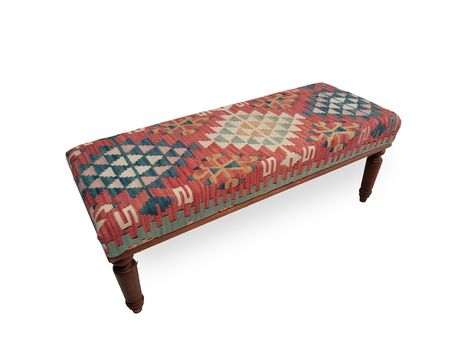 Bench Foyer, Farm Table With Bench, Foyer Bench, Ottoman Seat, Kilim Bench, Bench With Cushion, Shoe Bench Entryway, Cultural Patterns, Play Wood