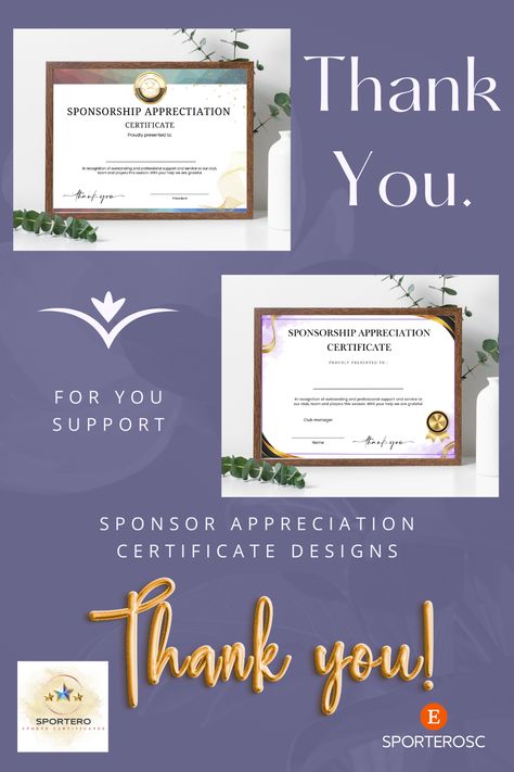 Looking to show recognition and say thank you to a sponsor within your club or organisation? Then this high-quality, editable sponsorship appreciation certificate template is for you. Customise and Acknowledge club sponsors with a professionally designed, eye-catching certificate will ensure they feel appreciated and will continue to commit to your organisation for a long time to come. Click the link to get your copy. Sponsor Recognition Ideas, Certificate Designs, Recognition Ideas, Appreciation Certificate, Sports Ideas, Editable Certificates, Coaching Teachers, Volunteer Appreciation, Printable Certificates