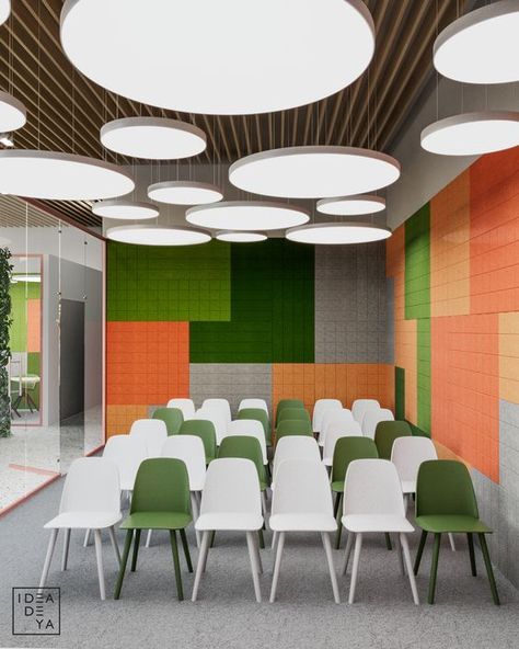 Growth Design Concept, Modern Office Ceiling Design, Office Ceiling Design, New Office Design, Office Design Concepts, Meeting Room Design, Innovative Office, Office Ceiling, School Interior