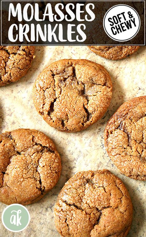 These molasses crinkles, an award-winning recipe from my cousin Kristina, are one of favorites for the holidays. Sugar crusted, soft and chewy, the texture is ideal, and the flavor, spiced with all of the warmth of cinnamon and cloves, is exceptional. #molasses #crinkles #christmas #holiday #baking Molasses Crinkles Recipe, Molasses Crinkles, Christmas Trays, Chewy Molasses Cookies, Healthy Foods To Make, Christmas Food Treats, Cinnamon Candy, Sports Nutritionist, Molasses Cookies