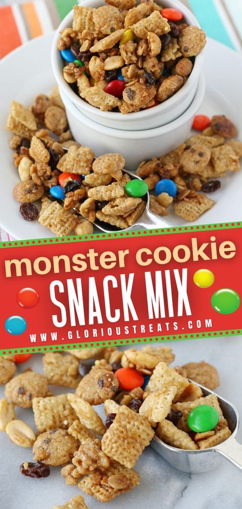 Classroom Treats For Kids, Kids Snack Mix, Fall Snack Mixes, Check Mix, Trail Mix Recipes, Chex Mix Recipes, Monster Cookie, Cookie Snack, Snack Mix Recipes