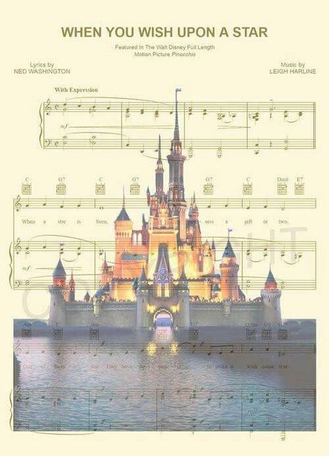 When you wish upon a star Disney Sheet Music, Deco Disney, Music Art Print, Sheet Music Art, Wish Upon A Star, Images Disney, Disney Nerd, Disney Things, Disney Phone Wallpaper