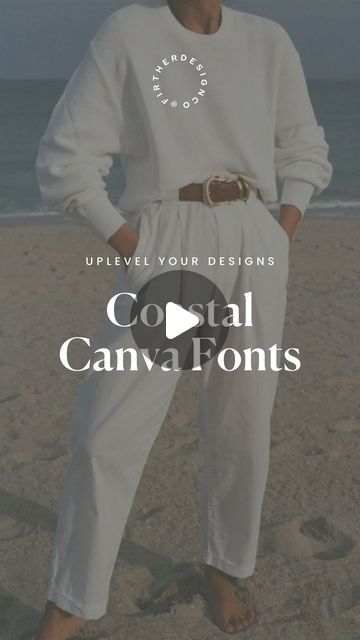 Nicole | Canva Educator on Instagram: "Easy, breezy beach fonts in Canva so you can get that coastal grandmother look 🌊 Comment “CHEATSHEET” and I’ll send you my Canva Font & Color Cheat Sheet, a guidebook filled with font pairings and color palettes you can steal for your next project!⁠ ⁠ - Nicole ⁠ ⁠ ⁠ #canva #canvalover #canvlovers #canvacourse #canvassador #canvadesign #canvadesigns #canvalove #canvaapp #canvatemplates #canvatemplate  #canvatutorial#canvaforbeginners #canvaforentrepreneu #fontpairings⁠ #canvahacks #canvatips #canvafontcombinations #canvafontcombos #canvafontpairings #canvafonts" Canva Script Font Pairings, Canva Wavy Font, Coastal Fonts, Beachy Canva Fonts, Beach Font Canva, Beach Fonts, Top Fonts, Font Combos, Font Combinations