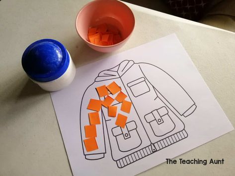 J is for Jacket: Paper Pasting Activity - The Teaching Aunt J Is For Jacket Preschool Craft, Jacket Craft For Preschool, J Activities For Preschool, Letter J Activities, Letter J Crafts, Clothing Study, Color Worksheet, J Craft, Number Flashcards