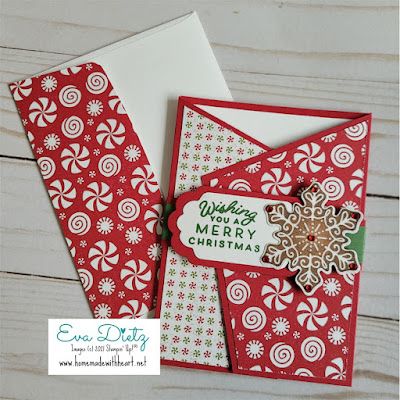 Stampin' with Eva: Sweet Gingerbread and Peppermint Angled Tri Fold Card Angled Tri Fold Card, Gingerbread Cards, Home Decor Gift Ideas, Wish You Merry Christmas, Decor Gift Ideas, Tri Fold Cards, Diy Christmas Cards, Fancy Fold Cards, Christmas Cards To Make