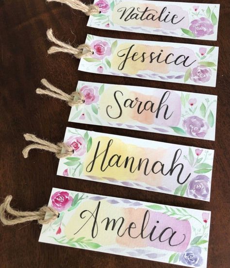 Name Bookmarks, Watercolor Name, Modern Calligraphy Alphabet, Watercolor Christmas Cards Diy, Bookmark Art, Calligraphy Watercolor, Calligraphy Inspiration, Watercolour Florals, Name Paintings