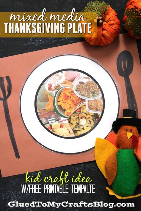 Mixed Media What Will Be On Your Thanksgiving Dinner Plate - Kid Craft - Free Dinner Plate Template Printable Included To Get You Started - Great Upcycled Recycle DIY Thanksgiving Dinner Plate Craft, Thanksgiving Plate Craft, Turkey Craft Ideas, Thanksgiving Dinner Plate, Turkey Crafts Preschool, Preschool Turkey, Thanksgiving Dinner Plates, Thanksgiving Plate, Flint Corn