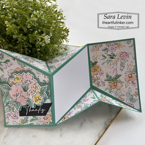 Mirror Card Ideas, Stampin Up Fancy Folds, Mirror Fold Card Tutorial, Mirror Fold Card, Miura Fold Card, Cascading Display Fun Fold Card, Envelope Fun Fold Card, Bookbinding Fun Fold Cards, Multi Panel Accordion Fold Card