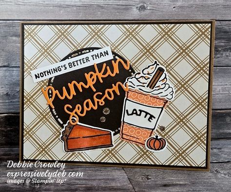 Thanksgiving Greeting, Autumn Cards, Cards Halloween, Coffee Cards, Card Layouts, Pumpkin Latte, Workshop Ideas, Special Someone, Cards Scrapbooking