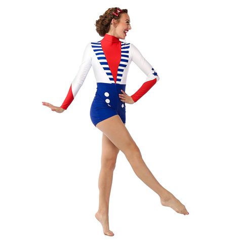 High Seas Biketard Sailor Dance Costume, Dancewear Outfits, Dance Nation, Kid Costume, Uniform Costume, Dance Competition Costumes, Halloween Sewing, Clothing Reference, Competition Costumes