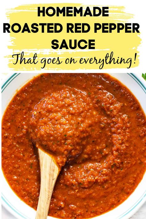 Roasted Peppers Sauce Recipe, Red Sauce Without Tomatoes, Tomato Bell Pepper Sauce, Bell Peppers Sauce, Preserving Bell Pepper Recipes, Fresh Pepper Sauce, Roasted Red Pepper Spaghetti Sauce, Red Pepper Spaghetti Sauce, Tomato And Red Pepper Sauce