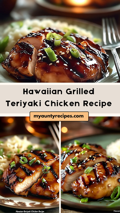 Transport your taste buds to the islands with this Hawaiian Grilled Teriyaki Chicken recipe! Juicy chicken thighs are marinated in a sweet and savory teriyaki sauce, then grilled to caramelized perfection. The combination of pineapple juice, soy sauce, and brown sugar gives this chicken its signature tropical flavor. Hawaiian Teriyaki Chicken Marinade, Hawaiian Grilled Teriyaki Chicken, Hawaiian Style Teriyaki Chicken, Teriyaki Chicken Sauce, Grilled Teriyaki Chicken Thighs, Teriyaki Sauce Recipes, Terryaki Chicken, Pineapple Chicken Teriyaki, Hawaiian Teriyaki Chicken