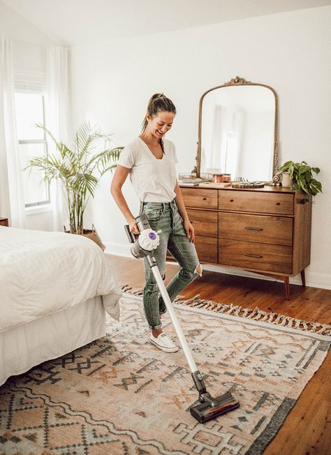 Spring Cleaning: Dyson Vacuum Under $200! | LivvyLand Dresser Top Decor, Austin Style, Deco Studio, Dresser Top, Audio Room, Bedroom Dressers, Style Blogger, Happy Women, Fashion And Style