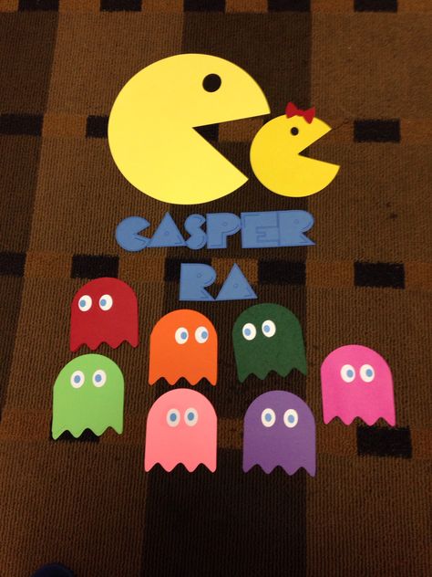 RA door decs, door tags, door decorations, res life, Texas Wesleyan, pacman Ra Door Tags Colleges, Dorm Tags Ra Door Decs, Cricut Door Decs, Ra Door Decs Cricut, Easy Door Decs Ra, Ra Door Tag Ideas, Door Decs College Residence Life, Ra Door Decs College Name Tags, Ra Door Dec Ideas