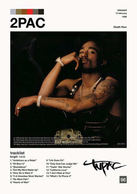 Tupac Albums, 2pac Poster, 2pac Videos, Tracklist Poster, Tupac Art, Album Tracklist, All Eyez On Me, Album Cover Poster, Poster Home Decor