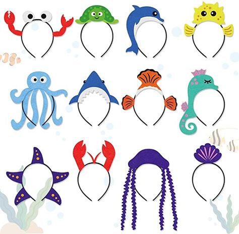 Sea Animal Party, Sea Themed Birthday Party, Under The Sea Costumes, Birthday Party Favors For Kids, Sea Costume, Party Favors For Kids, Mermaid Party Favors, Colorful Headbands, Unicorn Party Decorations