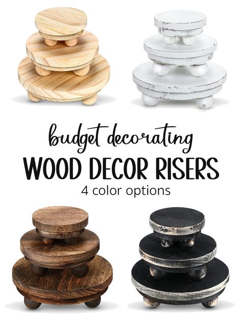 Diy Risers Display Simple, How To Use Risers In Decor, Diy Plant Riser Indoor, Display Risers Ideas, Shelf Risers Ideas, Lamp Riser Ideas, Wood Risers Diy, Diy Wood Riser Tray, Diy Buffet Risers Food Displays