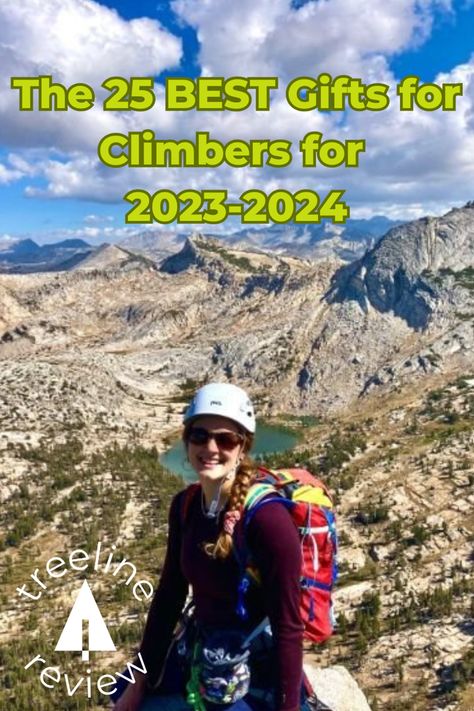 Single photo shows a woman on a mountain top wearing a helmet on a blue skies sunny day. Rope Bags, Climbing Gym, Chalk Bags, Climbing Gear, Medical Kit, Rock Climbers, Gift Guides, Rock Climbing, Van Life