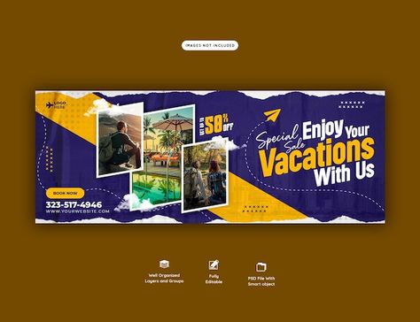 Airbnb Marketing, Creative Facebook Cover, Brochure Design Creative, Airbnb Promotion, Facebook Cover Design, Minecraft Medieval, Travel Poster Design, Facebook Cover Template, Page Borders Design