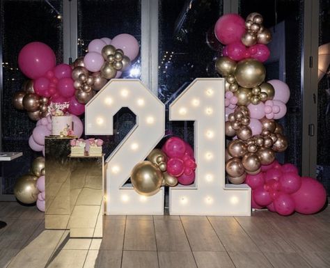 21st birthday decor 💕🎈 21st Birthday Hall Decorations, 21st Birthday Decorations Outdoor, Valentines 21st Birthday, 21st Birthday Centerpiece Ideas, 21st Birthday Aesthetic Decor, Nashville 21st Birthday Decorations, 21st Birthday House Party Ideas, Kylie 21 Birthday, 21st Birthday Set Up