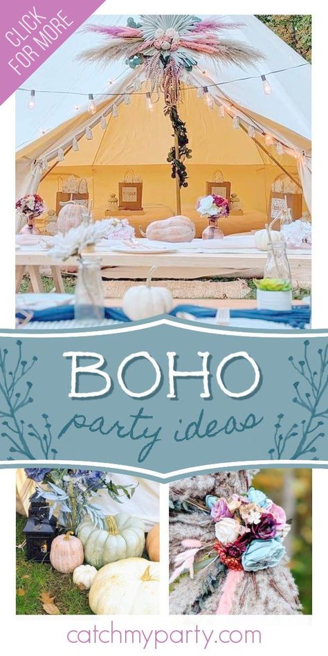 Take a look at this fabulous boho glamping birthday party! The teepee is amazing! See more party ideas and share yours at CatchMyParty.com #catchmyparty #partyideas #boho #bohoparty #glamping #girlbirthdayparty #quarantineparty Boho Birthday Sleepover, Glamping Birthday Party Ideas, Boho Chic Birthday Party, Boho Glamping, Bohemian Birthday Party, Glamping Birthday Party, Boho Chic Party, Boho Garden Party, Birthday Sleepover Ideas