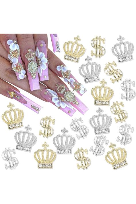 30PCS Dollar Sign Nail Charms Gold Silver Crown Nail Charms 3D Crystal Money Charms for Nails Luxury Nail Rhinestones for Nail Art and DIY Crafts Decoration Charms For Nails, Nails Luxury, Nail Rhinestones, Dollar Sign, 3d Crystal, Silver Crown, Nail Charms, Charms, Crown