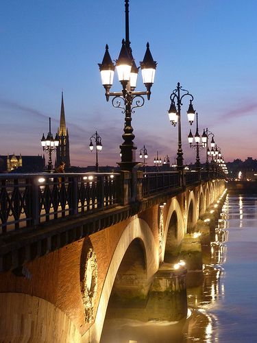 Bridge of Pierre over Garonne River ~  Bordeaux, France Seaside Design, France Bridge, My Mistake, France City, Bridge Over Troubled Water, Bordeaux France, Old Bridge, I Accidentally, French Garden