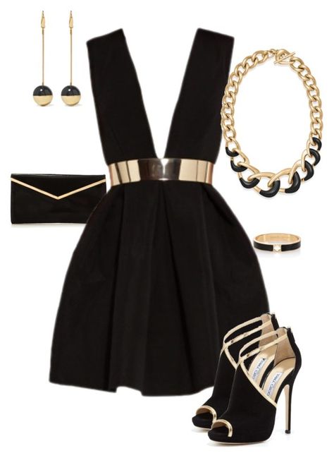 "a touch of gold here and there" by rebelgeneration ❤ liked on Polyvore featuring Jimmy Choo, Michael Kors and Isabel Marant Black And Gold Women Outfit, Lbd Outfit Party Night, Black And Gold Party Outfits Women, Black And Gold Dresses For Party, Black With A Touch Of Gold Outfit Women, Black And Gold Outfit Casual, Black And Gold Dress Outfit, H&m Style, Black And Gold Clothes