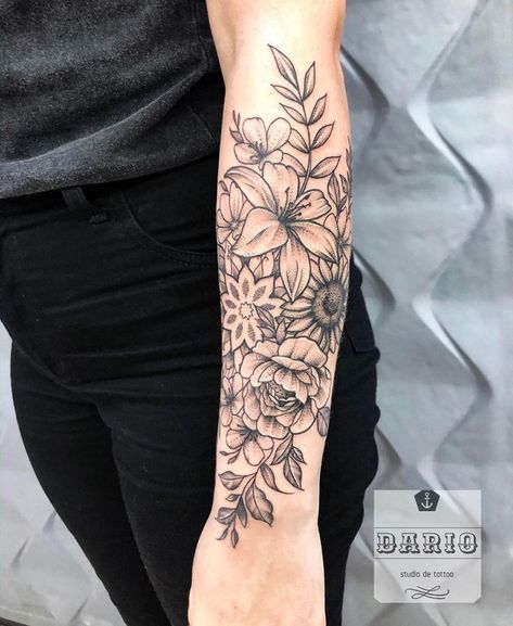 Floral Forearm Tattoo Half Sleeves, Forearm Cover Up Tattoos, Half Sleeve Tattoos Forearm, Mandala Tattoo Sleeve, Tattoos For Women Half Sleeve, Floral Tattoo Sleeve, Forearm Tattoo Women, Shoulder Tattoos For Women, Arm Tattoos For Women