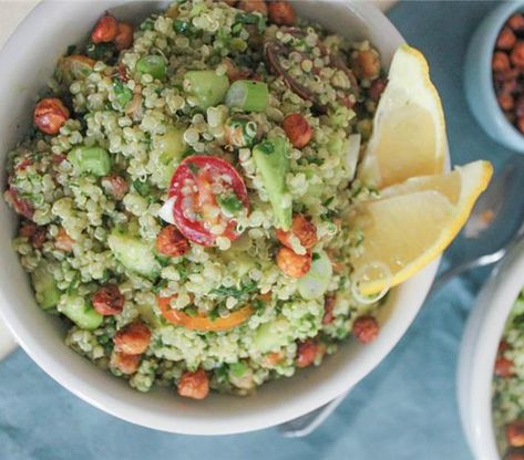 Green Goddess Quinoa, Green Goddess Bowl, Goddess Bowl, Goddess Dressing, Green Goddess Dressing, Roasted Chickpeas, Green Goddess, Canned Chickpeas, Quinoa Salad