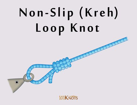 Non-slip (Kreh) loop knot definition, how do you tie instructions, tips, advantages and disadvantages, non-slip mono loop knot how to tie video Loop Knot Fishing, Knot Tying Instructions, Lanyard Knot, Uni Knot, Climbing Knots, Fly Fishing Knots, Fishing Hook Knots, Sailing Knots, Bowline Knot