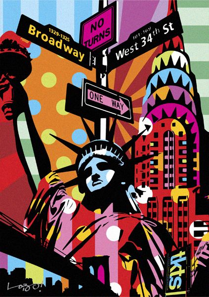 Artwork by Brazilian Pop Artist Lobo, inspire NEW YORK | LOBO | POP ART www.lobopopart.com.br 숲 사진, ポップアート ポスター, Tableau Pop Art, Seni Vintage, 강아지 그림, Pop Art Comic, The Statue Of Liberty, Pop Art Painting, Ink Drawings