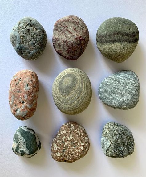 Julia Sugden on Instagram: "Years ago when I first started collecting and drawing pebbles I focused only on stripes but soon realised that limiting myself in this way was crazy, particularly so when the shoreline is so full of colour and pattern. Now I have pebbles of every hue, spotted, fossilised and of course, striped. The middle one of this group even looks like a naturally formed curling stone. These little treasures were picked up recently on the north east coast and deserve closer examin Pebbles Aesthetic, Curling Stone, Back To University, Star Seed, Rock Hounding, Samhain, North East, Peta, 그림 그리기